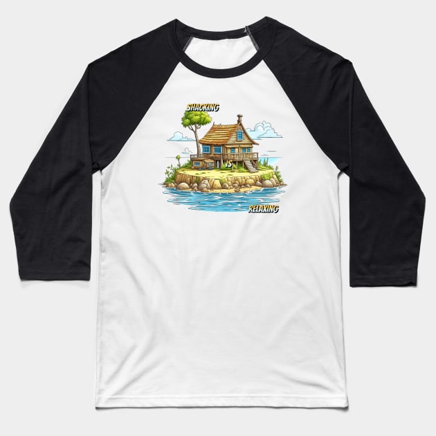 Beach Shack Island Baseball T-Shirt by shipwrecked2020